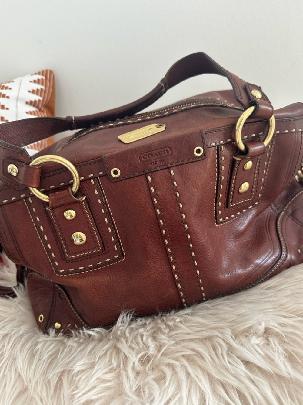 COACH Vintage Andrea Brown Leather Women’s Satchel Bag